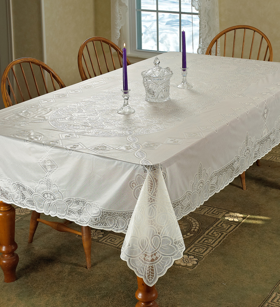 Tablecloth She kissed him, then seated herself again, and took another tablecloth on her lap, unfolding it a little way to look at the pattern, while the children stood by in mute wretchedness, their minds quite filled for the moment with the words